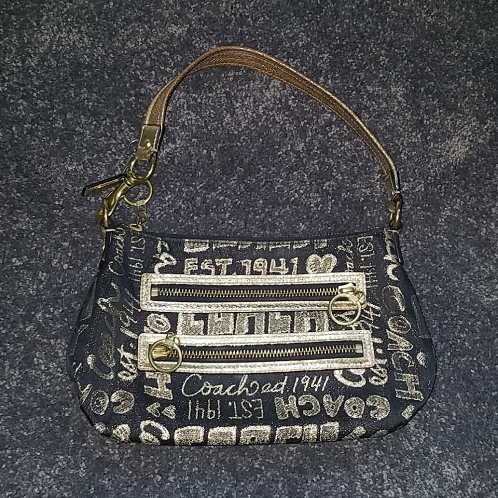Black and gold coach mini bag Poppy
